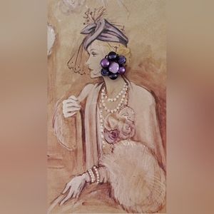 Purple Glass Wire Beaded Clip Earrings Japan